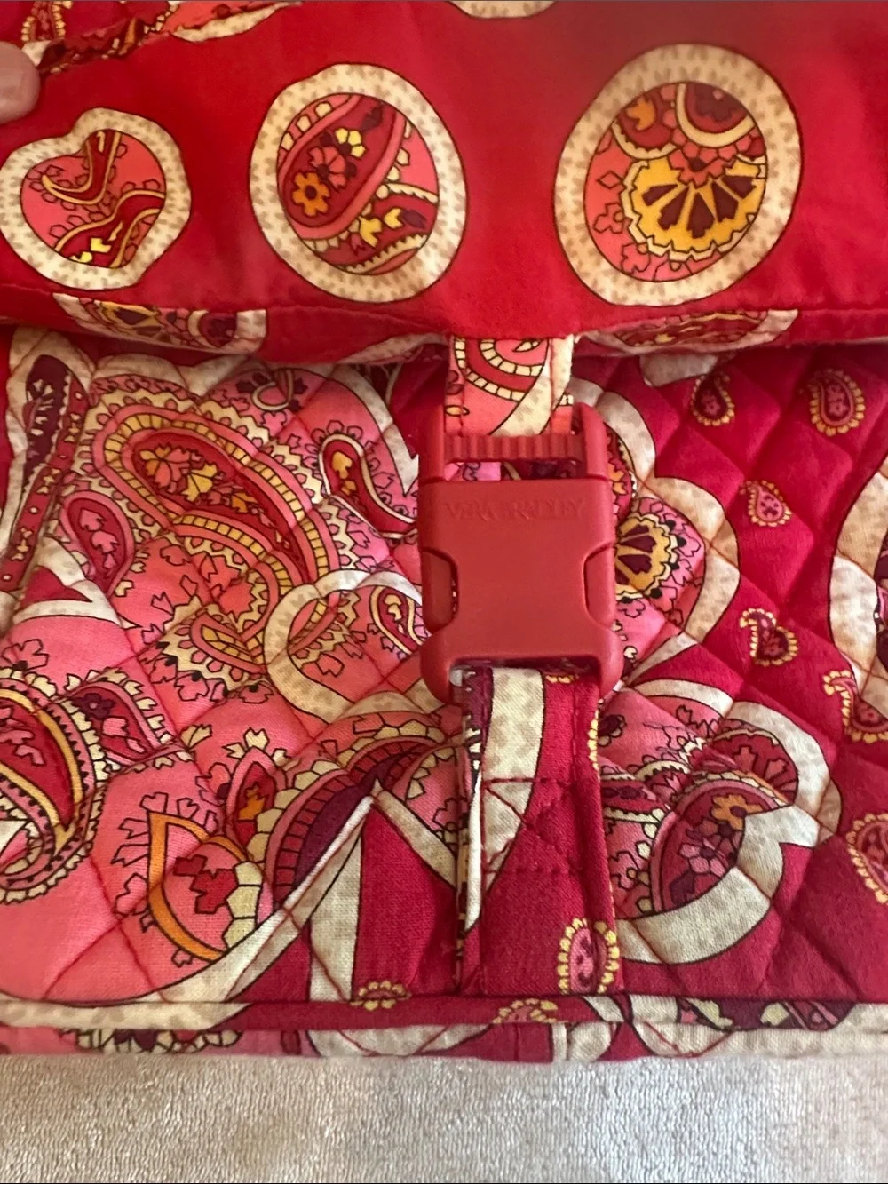 Vera Bradley Quilted Paisley Crossbody in Red and Pink